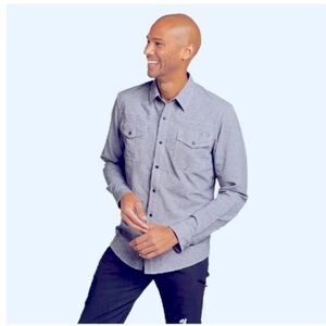 EDDIE BAUER - Blue Ventilated Fabric Button Down Shirt in 2XL